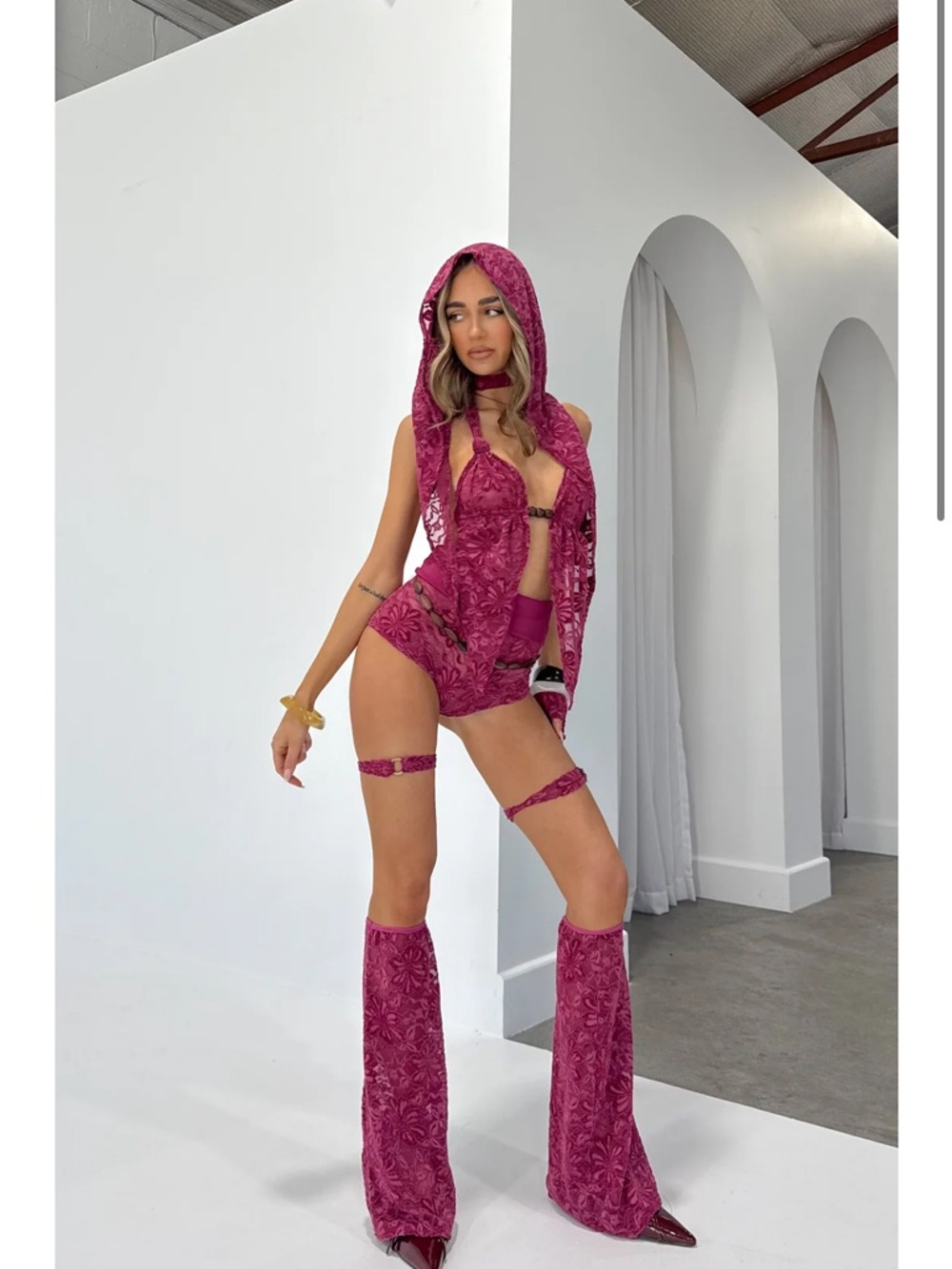Festival 4-Piece Lace Set with Mini Skirt
